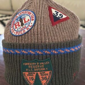 Ralph Lauren Brown and Green Knit Hat